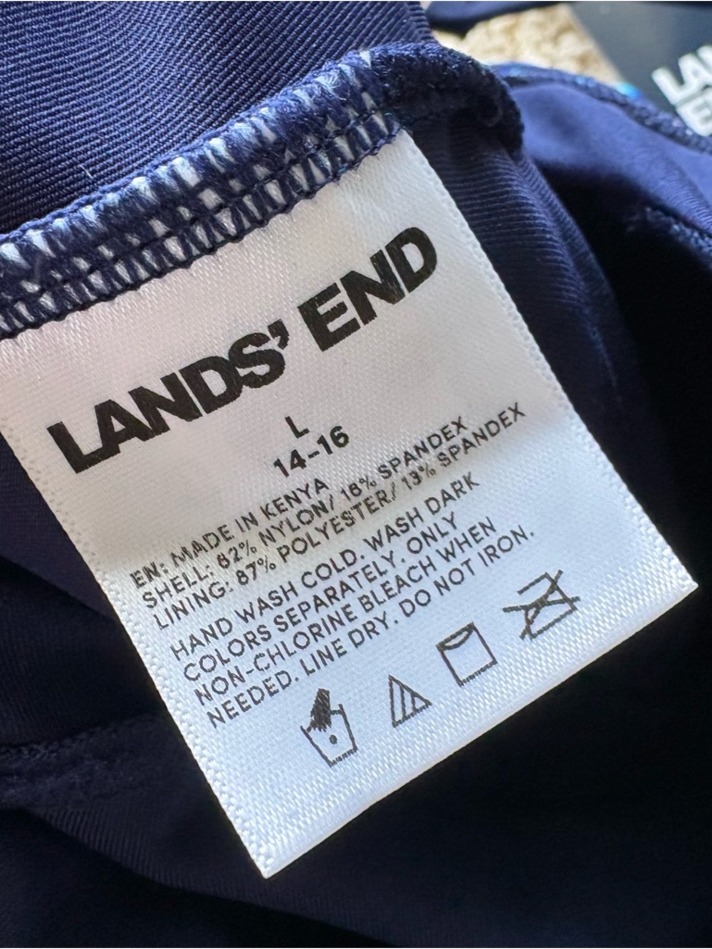 Lands’ End Swim Dress Large Blue Print Zip Front One Piece Swimsuit NWT - Picture 6 of 7